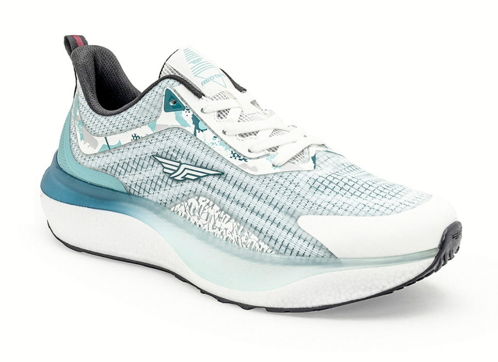 Red Tape Drift+ Men's Premium ETPU Walking Shoes – White & Aqua Blue High-Stability Sneakers