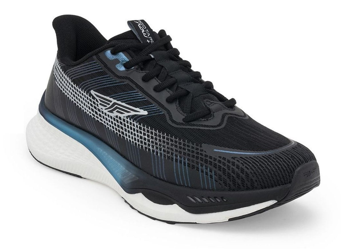 Red Tape Flow+ Men's Premium Black Walking Shoes – High Cushioning Mesh Athleisure Sneakers