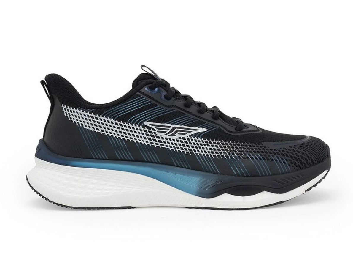 Red Tape Flow+ Men's Premium Black Walking Shoes – High Cushioning Mesh Athleisure Sneakers