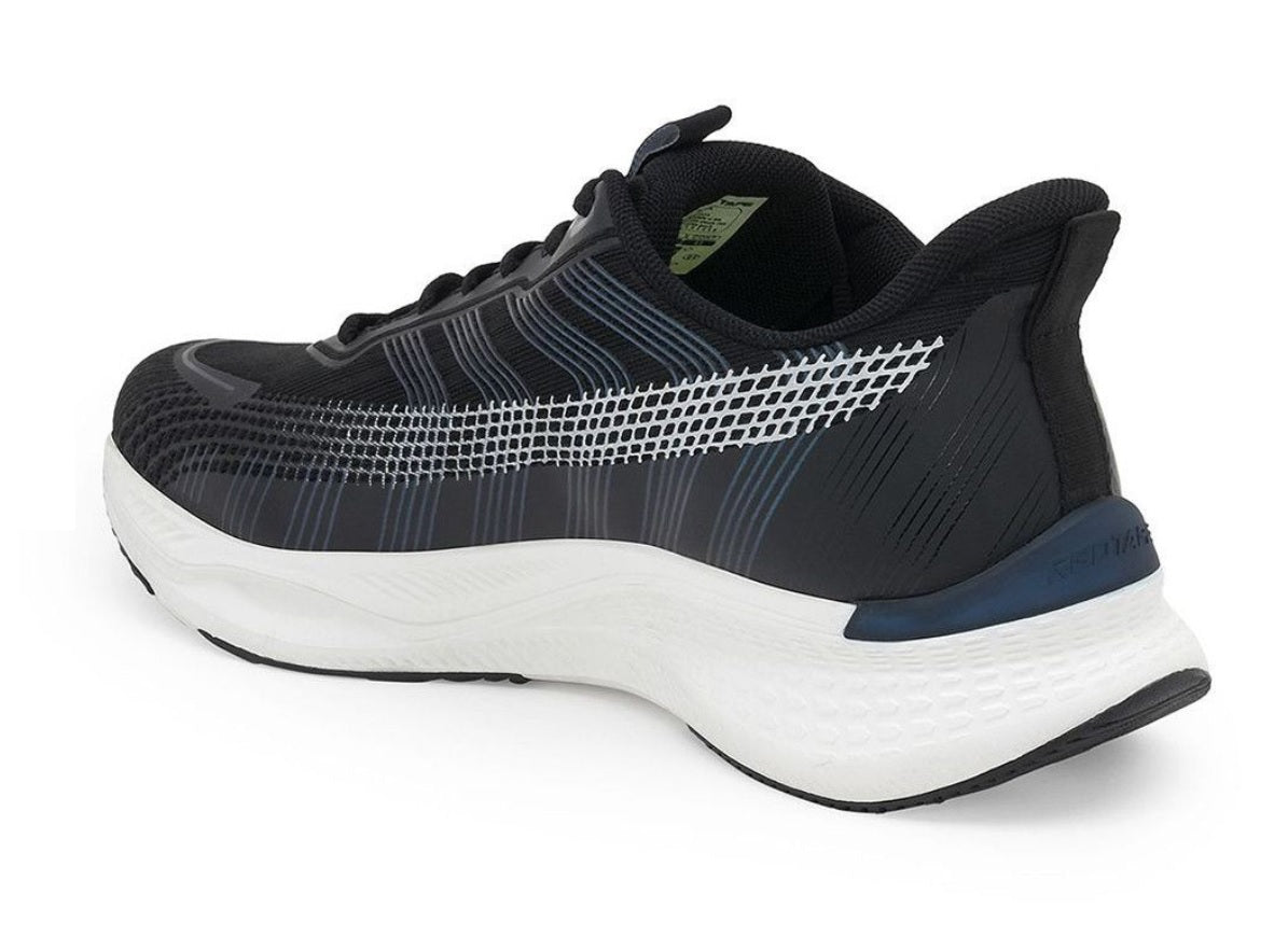 Red Tape Flow+ Men's Premium Black Walking Shoes – High Cushioning Mesh Athleisure Sneakers