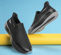 Red Tape Men's Black Mid-Top Slip-On Walking Shoes – High Cushioning Mesh Sneakers
