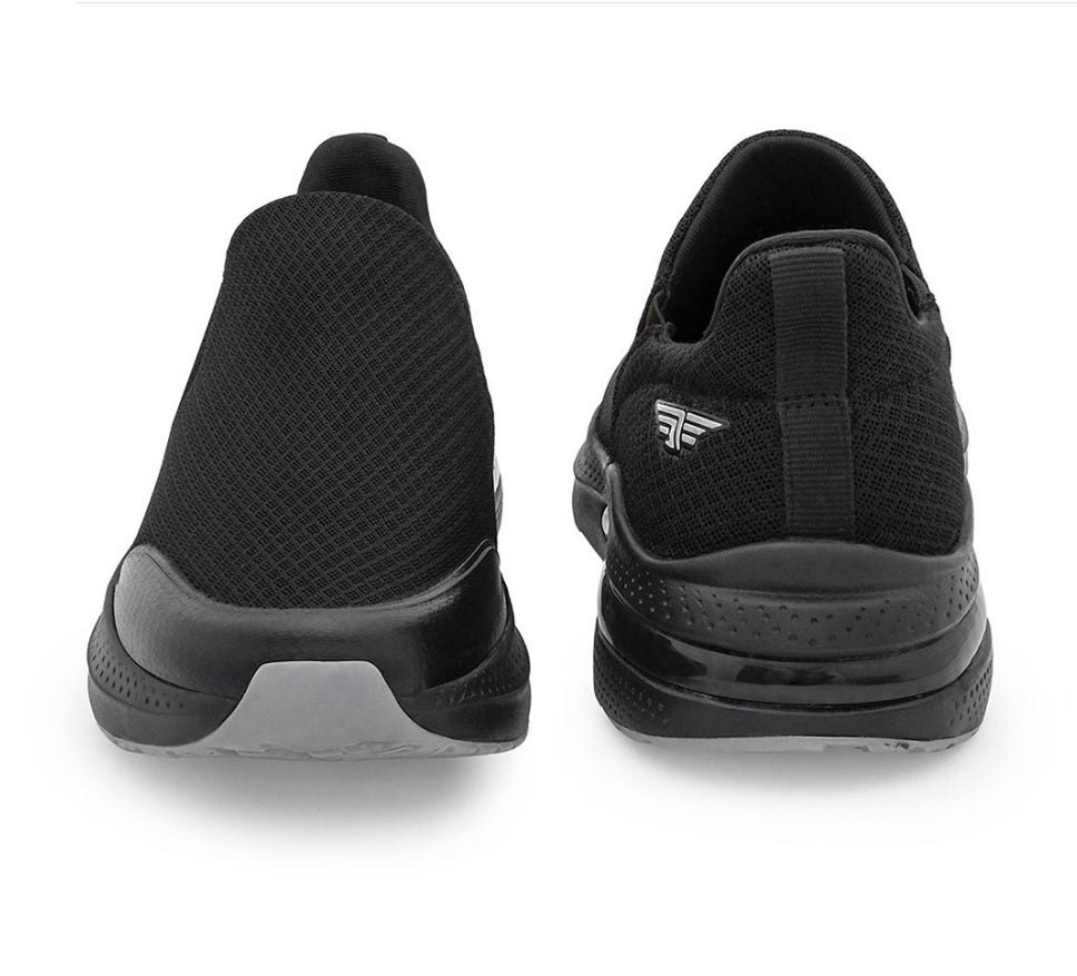 Red Tape Men's Black Mid-Top Slip-On Walking Shoes – High Cushioning Mesh Sneakers
