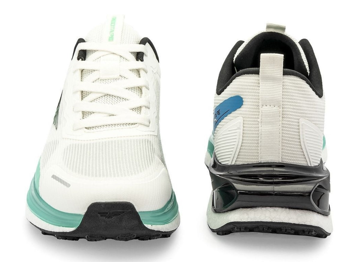 Red Tape Men's ETPU Tech Premium Lace-Up Walking Shoes – White, Green & Blue Ultra-Bounce Sneakers