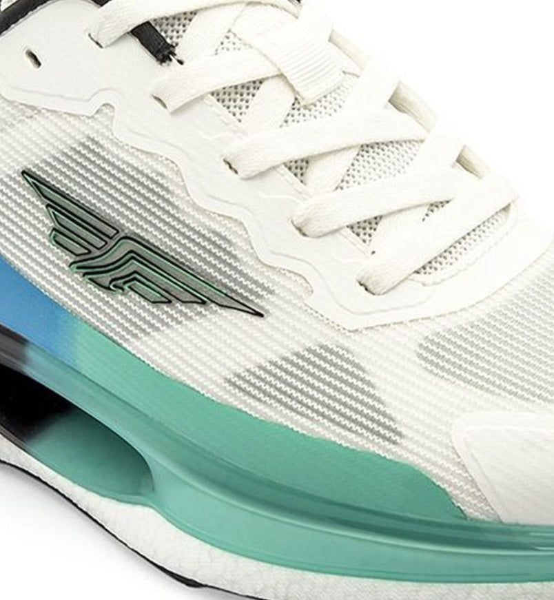 Red Tape Men's ETPU Tech Premium Lace-Up Walking Shoes – White, Green & Blue Ultra-Bounce Sneakers