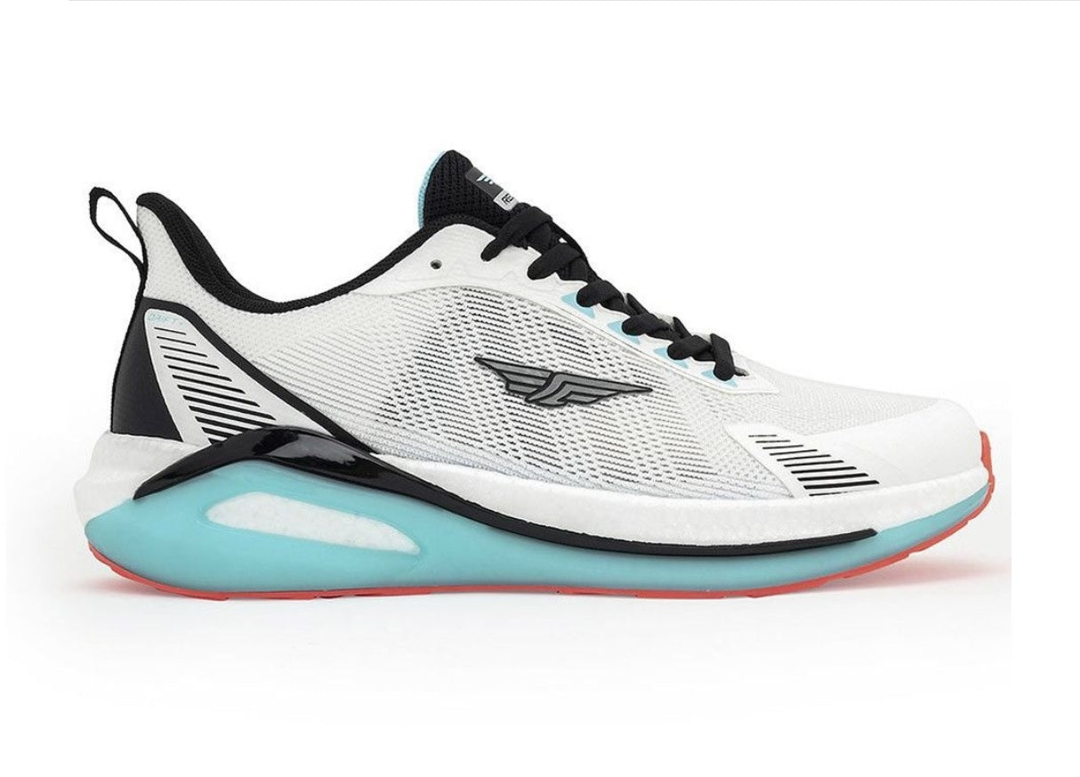 Red Tape Men's Off-White & Aqua Blue Lace-Up Walking Shoes – High Cushioning Mesh Sneakers