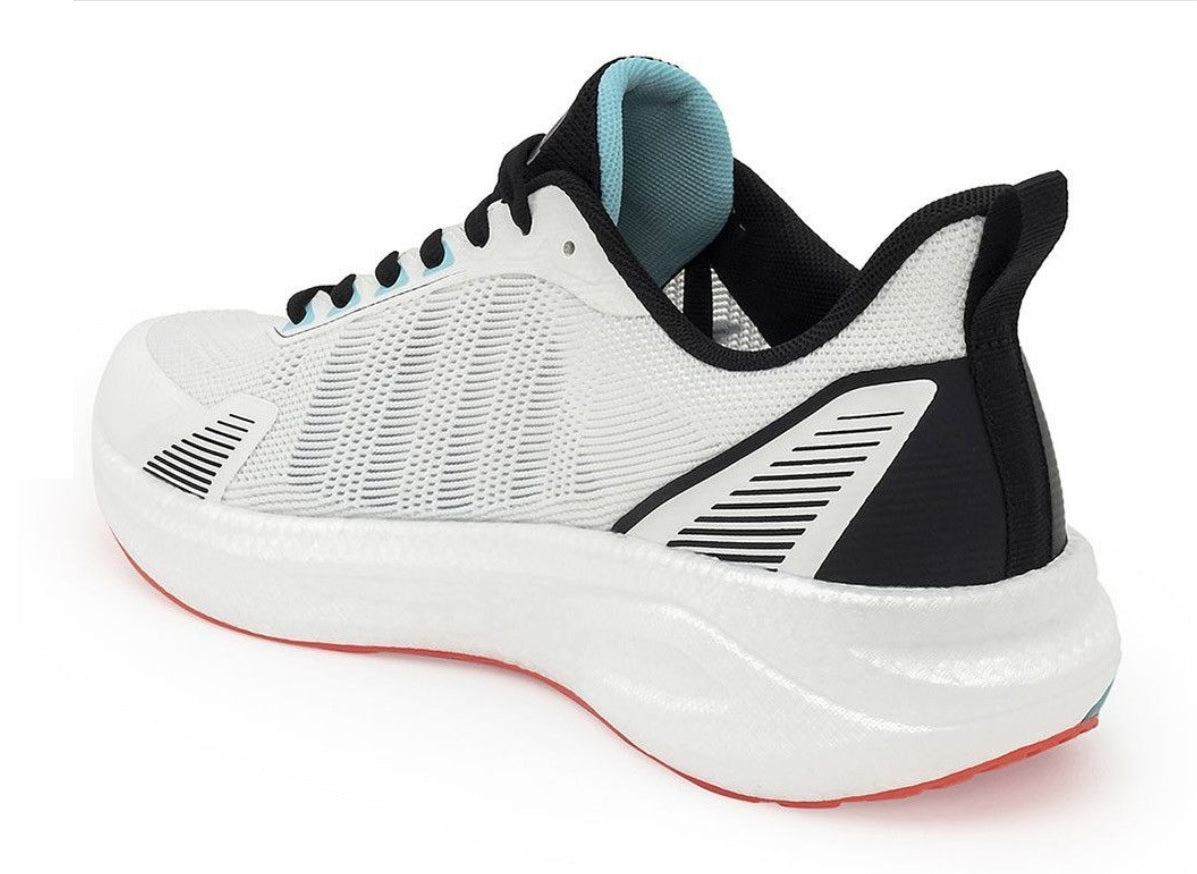 Red Tape Men's Off-White & Aqua Blue Lace-Up Walking Shoes – High Cushioning Mesh Sneakers