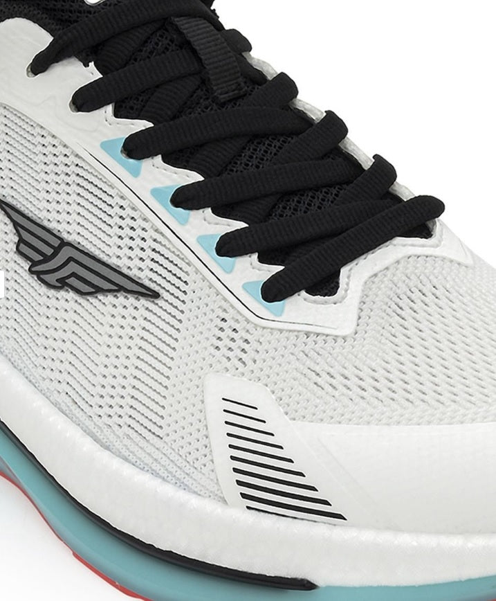 Red Tape Men's Off-White & Aqua Blue Lace-Up Walking Shoes – High Cushioning Mesh Sneakers