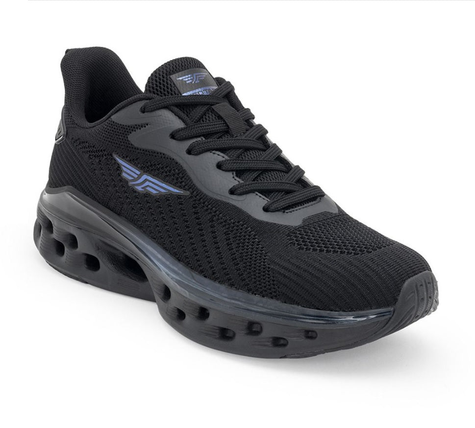 Red Tape Men's Premium Black Lace-Up Walking Shoes – High Cushioning Air-Pod Sole Sneakers