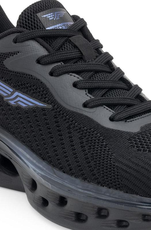 Red Tape Men's Premium Black Lace-Up Walking Shoes – High Cushioning Air-Pod Sole Sneakers