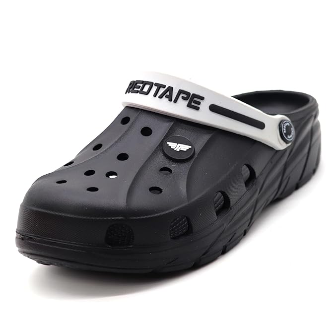Red Tape Men’s Premium Waterproof EVA Clogs – Lightweight Slip-On Comfort Sandals - Black