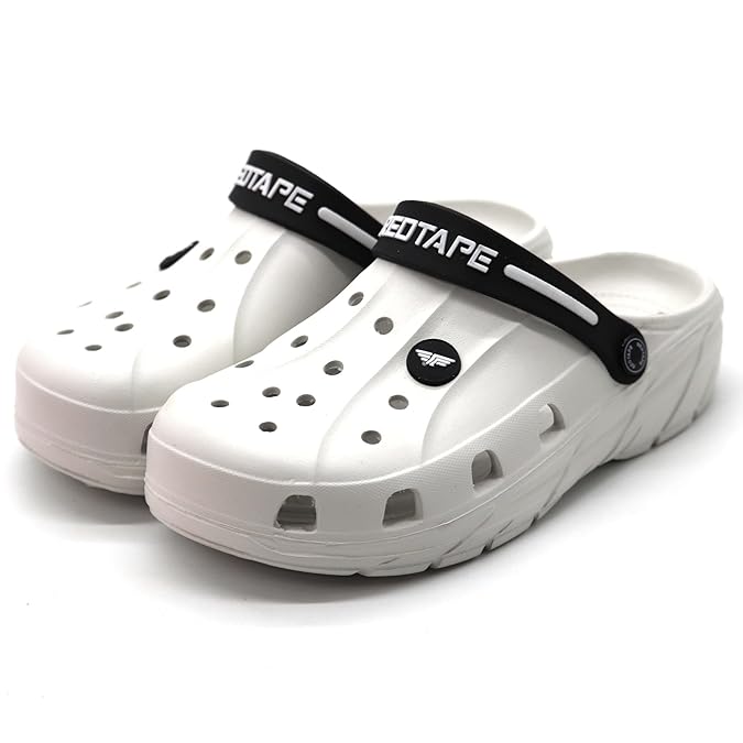 Red Tape Men’s Premium Waterproof EVA Clogs – Lightweight Slip-On Comfort Sandals - Off White