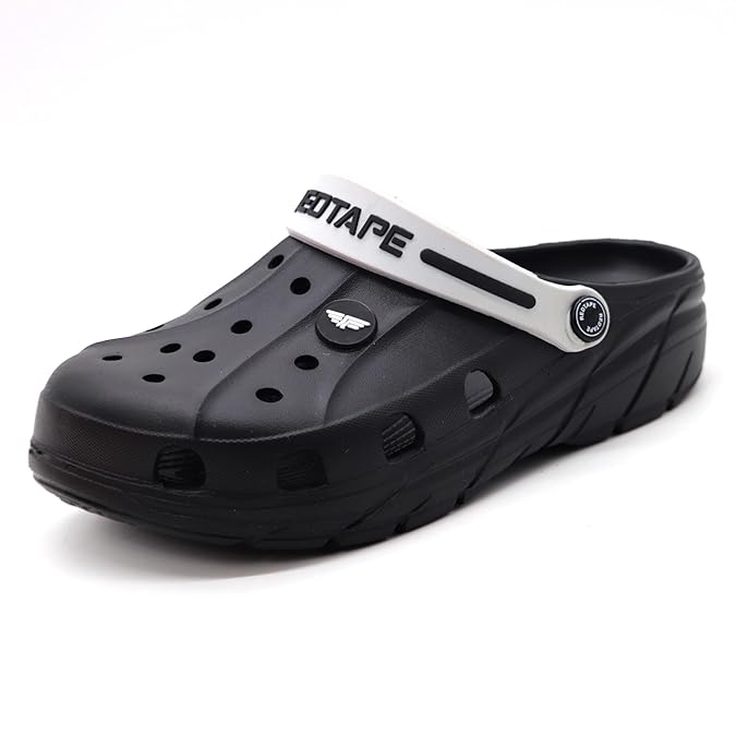Red Tape Men’s Premium Waterproof EVA Clogs – Lightweight Slip-On Comfort Sandals - Black