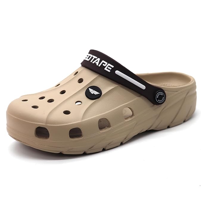 Red Tape Men’s Premium Waterproof EVA Clogs – Lightweight Slip-On Comfort Sandals - Beige