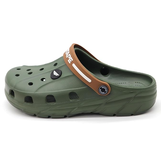 Red Tape Men’s Premium Waterproof EVA Clogs – Lightweight Slip-On Comfort Sandals - Olive Green