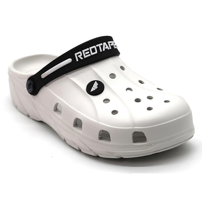 Red Tape Men’s Premium Waterproof EVA Clogs – Lightweight Slip-On Comfort Sandals - Off White