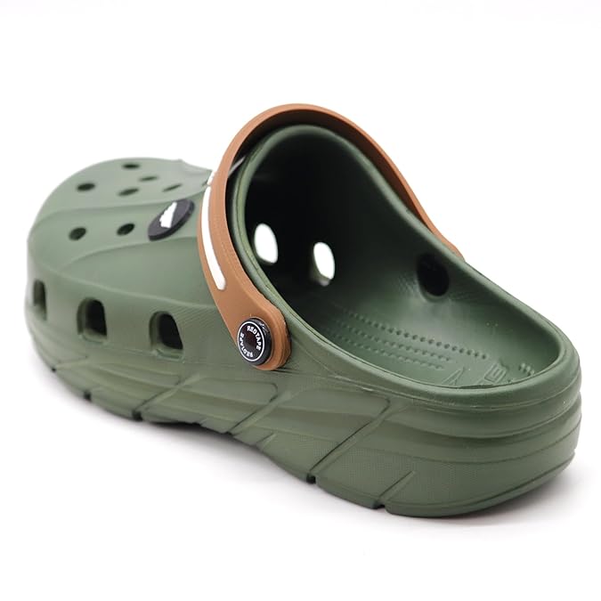 Red Tape Men’s Premium Waterproof EVA Clogs – Lightweight Slip-On Comfort Sandals - Olive Green