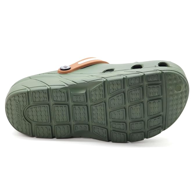 Red Tape Men’s Premium Waterproof EVA Clogs – Lightweight Slip-On Comfort Sandals - Olive Green