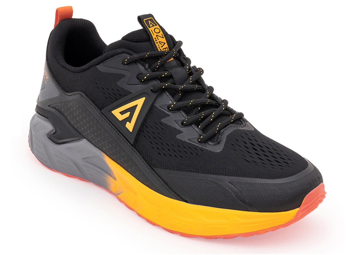 Red Tape Ozark Men's Premium Trail Running Shoes – Black & Bumblebee Yellow High-Cushioning Sneakers