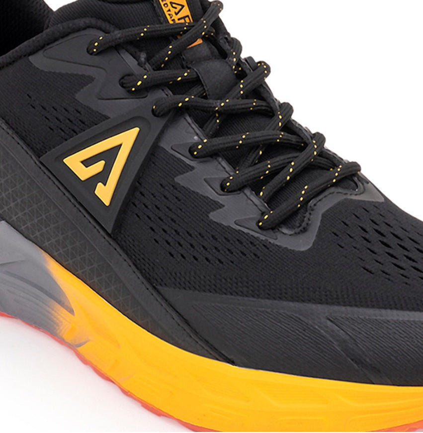 Red Tape Ozark Men's Premium Trail Running Shoes – Black & Bumblebee Yellow High-Cushioning Sneakers