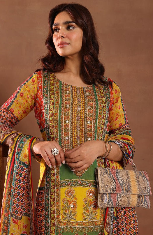 Libas - Royal Indigo Organza Kurta Set – Sweetheart Neck, Zari Embellished Pockets & Dupatta