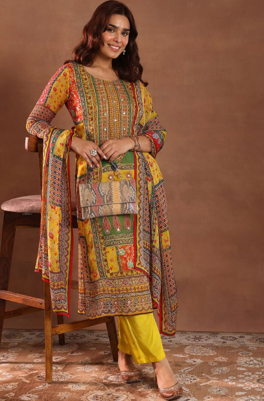 Libas - Royal Indigo Organza Kurta Set – Sweetheart Neck, Zari Embellished Pockets & Dupatta