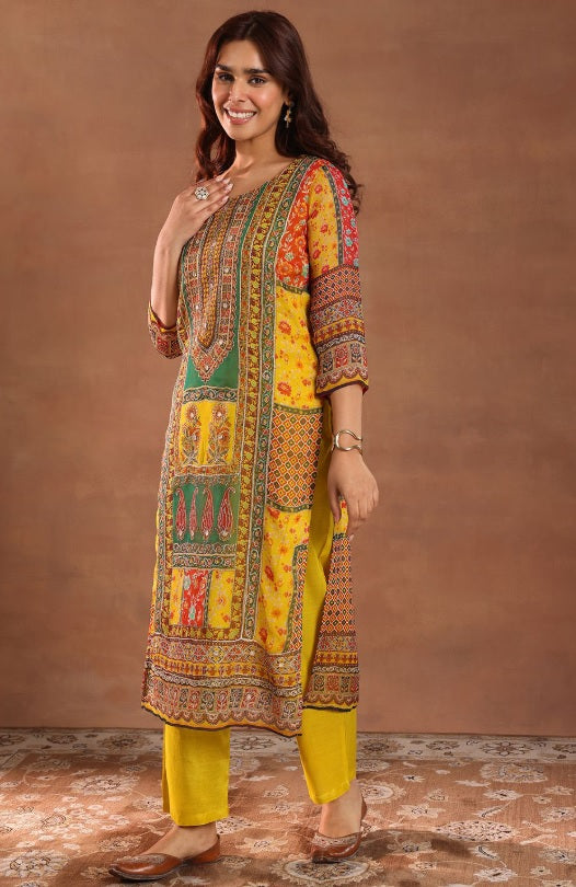Libas - Royal Indigo Organza Kurta Set – Sweetheart Neck, Zari Embellished Pockets & Dupatta