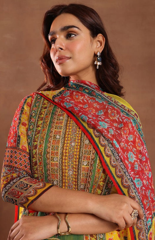Libas - Royal Indigo Organza Kurta Set – Sweetheart Neck, Zari Embellished Pockets & Dupatta