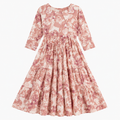 Rustic Bloom Women’s Floral Printed Square Neck Tiered Midi Dress