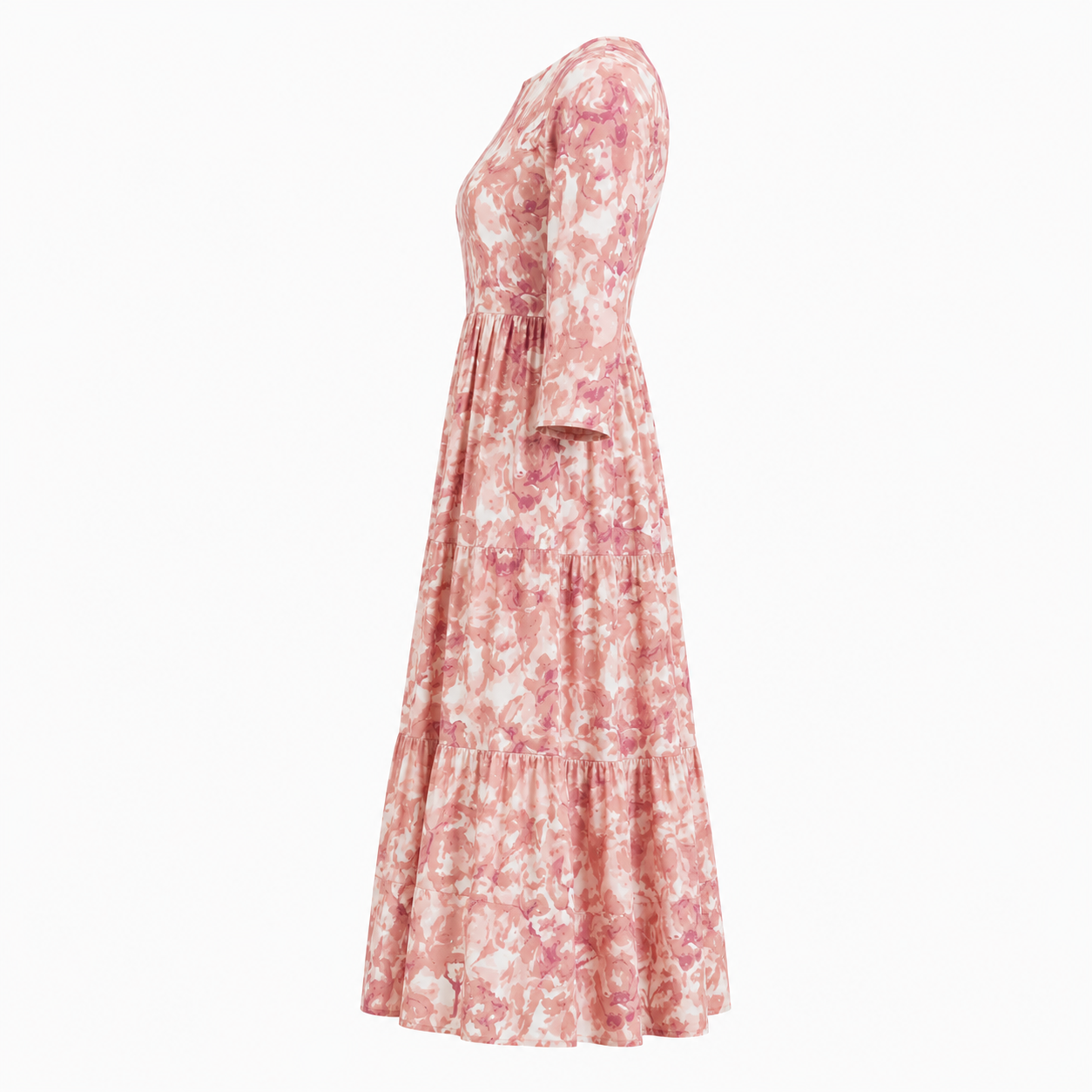 Rustic Bloom Women’s Floral Printed Square Neck Tiered Midi Dress