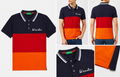 Navy Red Orange Colorblock Polo T-Shirt