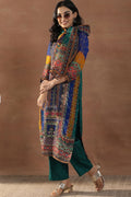 Libas - Royal Indigo Organza Kurta Set – Sweetheart Neck, Zari Embellished Pockets & Dupatta