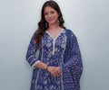 Women's Pure Cotton Printed Straight Kurta Set with Palazzo Pants & Dupatta- Ethnic Wear
