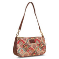 Zouk Premium Jute & Vegan Leather Baguette Shoulder Bag – Mughal Art Multicolor Print