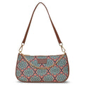 Zouk Premium Jute & Vegan Leather Baguette Shoulder Bag – Printed Mughal Art Multicolor