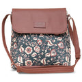 Zouk Premium Jute & Vegan Leather Flap Sling Bag – Printed Motif Crossbody Utility Purse