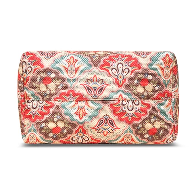 Zouk Premium Jute & Vegan Leather Flap Sling Bag – Printed Motif Crossbody Utility Purse