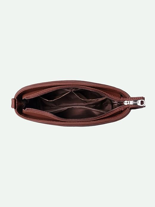 Zouk Premium Jute & Vegan Leather Sling Bag – Printed Motif Crossbody Utility Purse